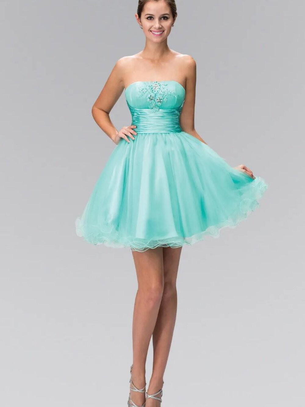 NEW BABY BLUE Tulle & Lace Cocktail Dress Formal Elegant Stunning GS1350